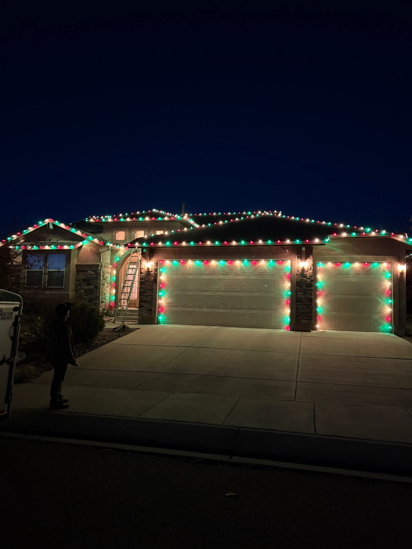Front Range portfolio: red and green LED roofline and garage Christmas lights